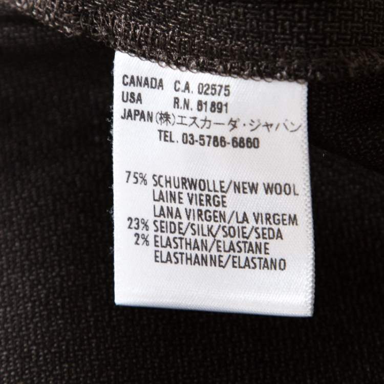 Pre Owned Escada Brown Wool and Silk Jacquard High Waist Wide Leg Trousers M