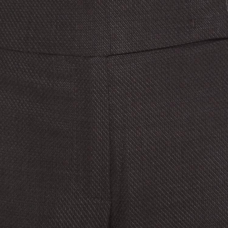 Pre Owned Escada Brown Wool and Silk Jacquard High Waist Wide Leg Trousers M
