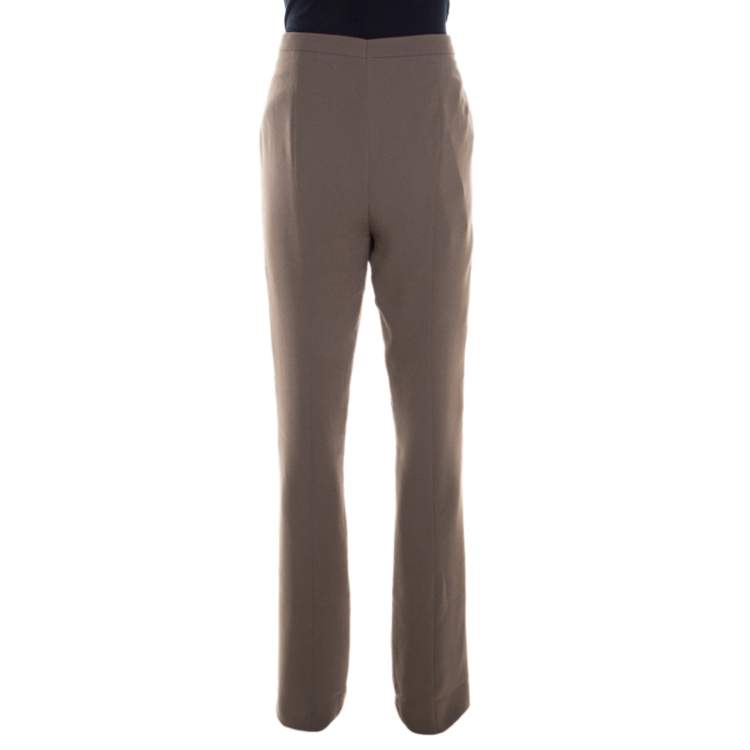 Pre Owned Escada Tobacco Brown Crepe High Waist Tamlyn Trousers M