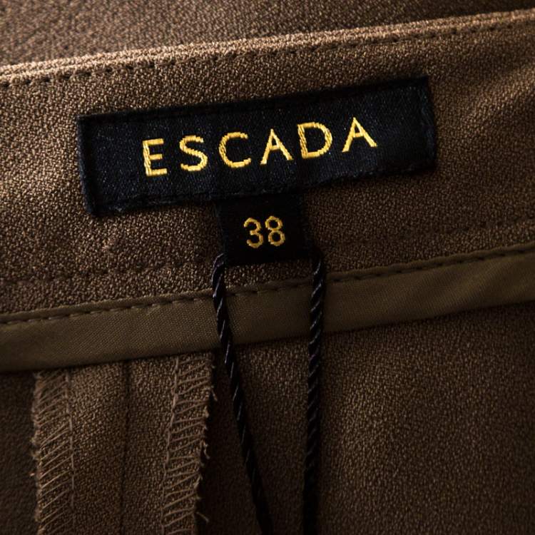 Pre Owned Escada Tobacco Brown Crepe High Waist Tamlyn Trousers M