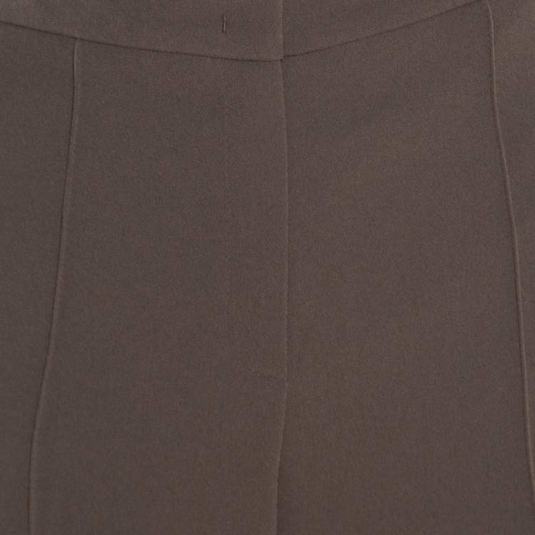 Pre Owned Escada Tobacco Brown Crepe High Waist Tamlyn Trousers M