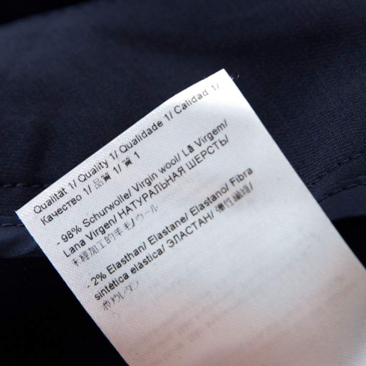 Pre Owned Escada Navy Blue Stretch Wool Crepe High Waist Tanja Trousers M 