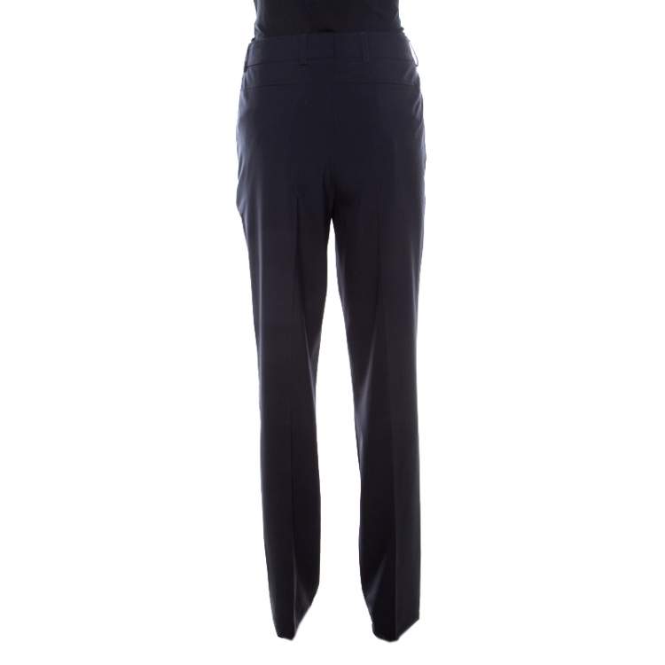 �مملوكة مسبقًا Escada Navy Blue Wool Straight Leg Tzipora Formal Trousers M