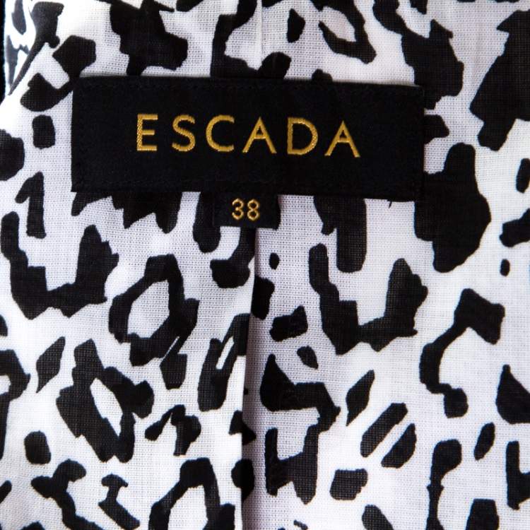 Pre Owned Escada Monochrome Abstract Printed Cotton Bariska Blazer M