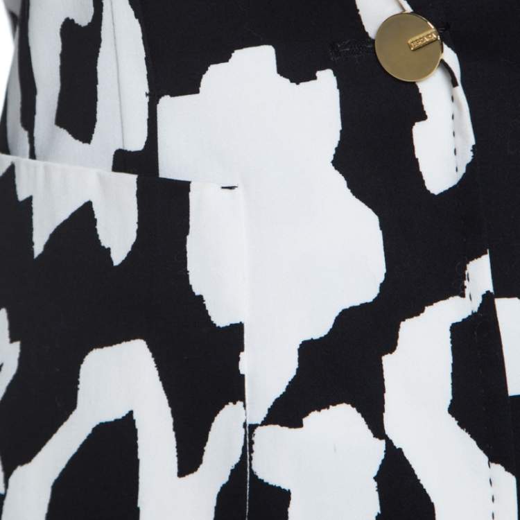 Pre Owned Escada Monochrome Abstract Printed Cotton Bariska Blazer M