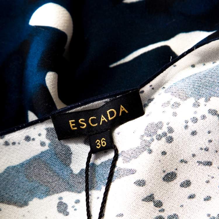 Pre Owned Escada Blue Fantasy Print Silk Asymmetric Hem Oversized Nurdan Tunic M