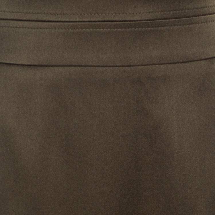 Pre Owned Escada Olive Green Silk Blend Pencil Skirt M