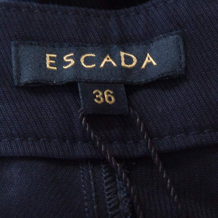 Pre Owned Escada Navy Blue Stretch Denim Teresa Straight Leg Jeans M