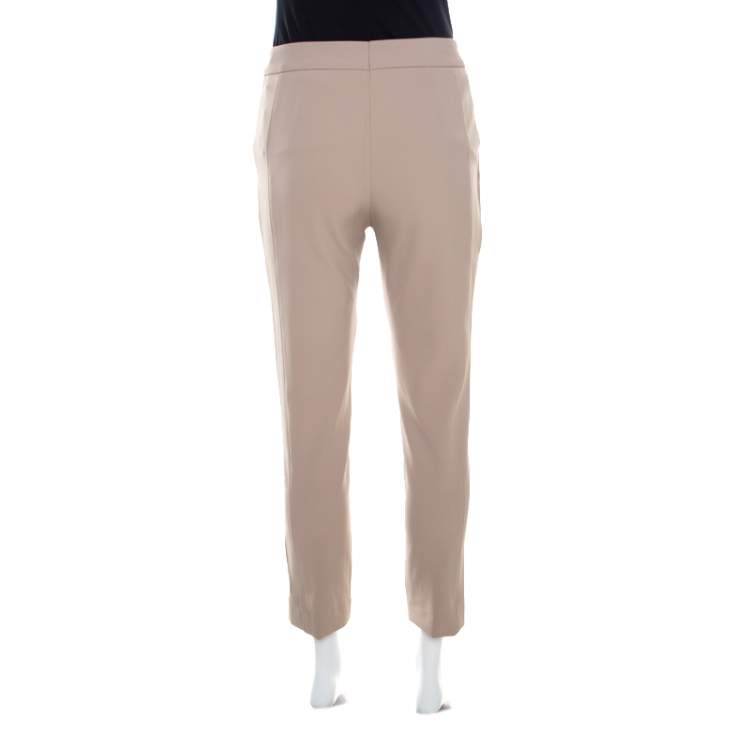 Pre Owned Escada Pampas Beige Metal Hem Tip Detail Cropped Taketa Trousers S