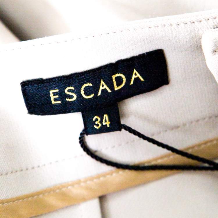 Pre Owned Escada Pampas Beige Metal Hem Tip Detail Cropped Taketa Trousers S