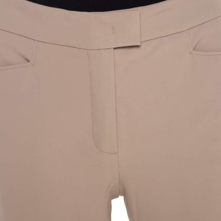 Pre Owned Escada Pampas Beige Metal Hem Tip Detail Cropped Taketa Trousers S