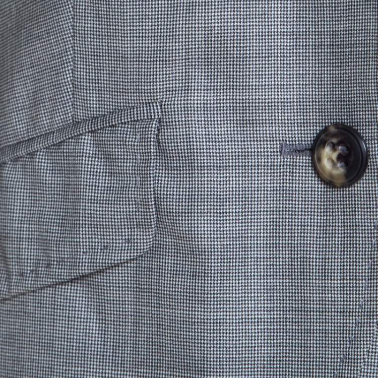 Pre Owned Escada Grey Houndstooth Wool Asymmetric Bibi Jacket L