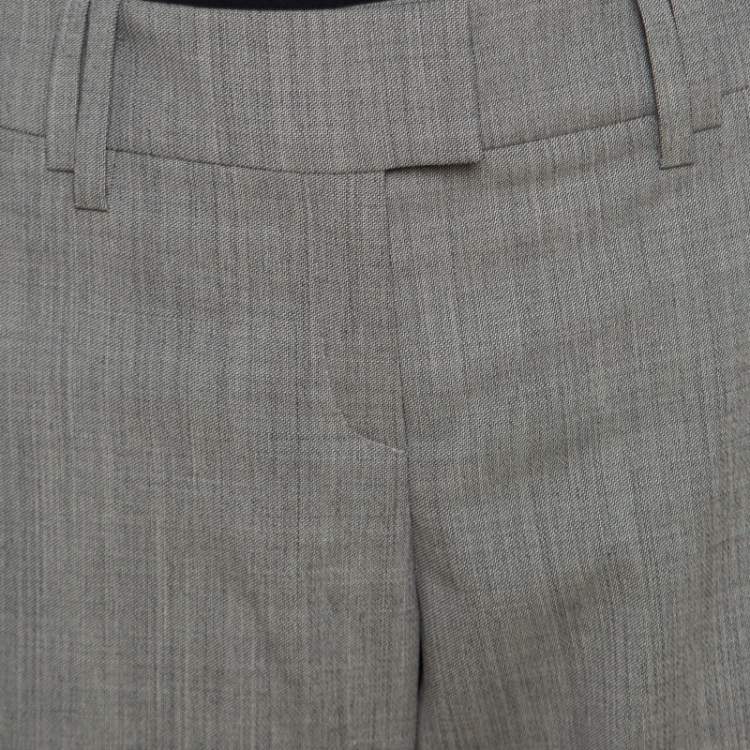 Pre Owned Escada Grey Stretch Wool Slit Detail Tapered Trousers M 