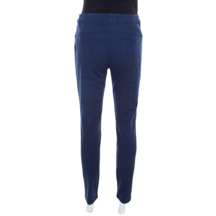 Pre Owned Escada Saphire Blue Stretch Denim Teresa Straight Leg Jeans S