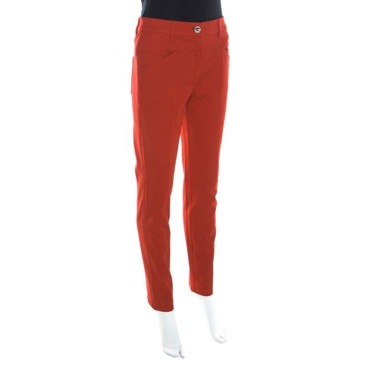 Pre Owned Escada Garnet Red Stretch Denim Teresa Straight Leg Jeans S