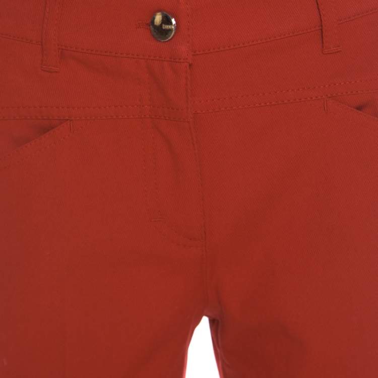 Pre Owned Escada Garnet Red Stretch Denim Teresa Straight Leg Jeans S