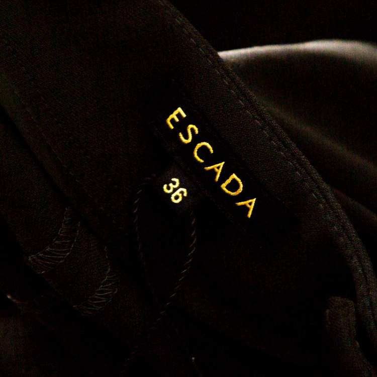 Pre Owned Escada Forest Green Wool Crepe Pintuck Detail High Waist Tesli Trousers M  
