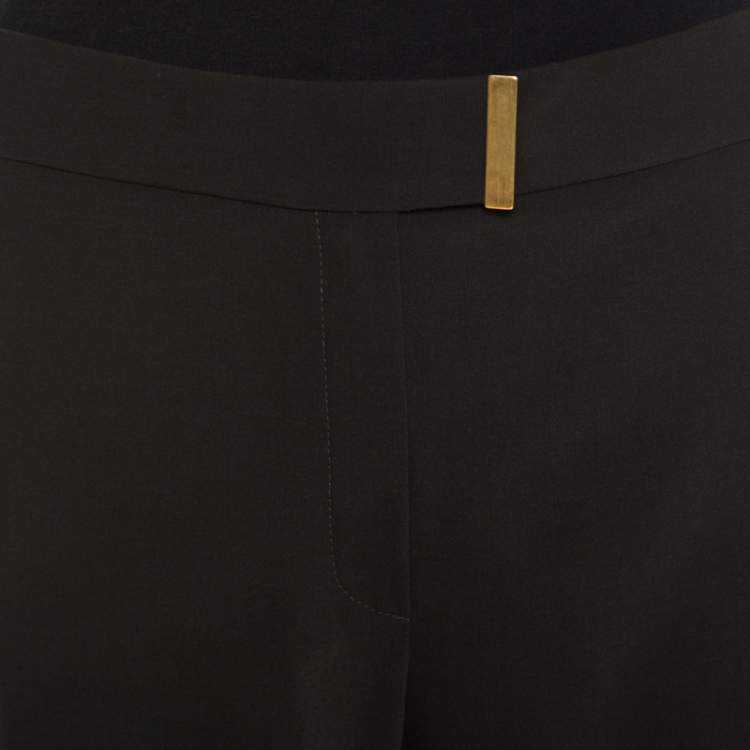 Pre Owned Escada Forest Green Wool Crepe Pintuck Detail High Waist Tesli Trousers M  