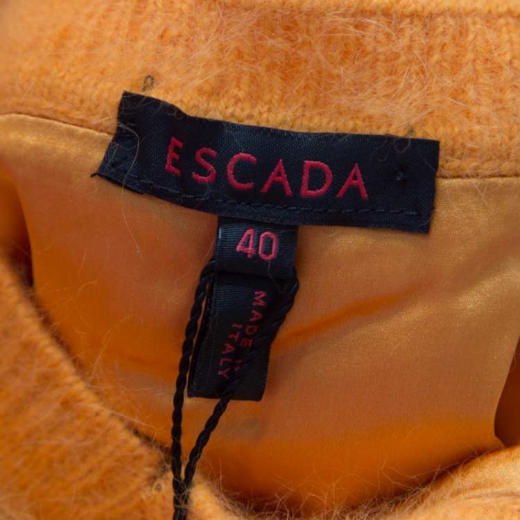 Pre Owned Escada Yellow Angora Rib Knit Silk Lined Fuzzy Tank Top L