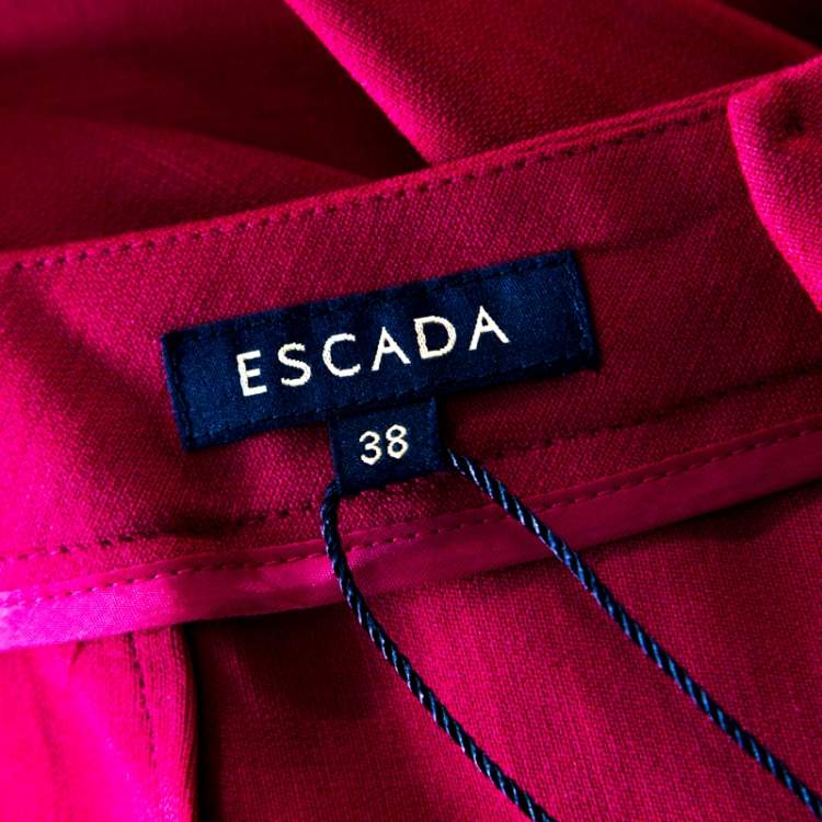 Pre Owned Escada Ruby Red Wool Crepe High Waist Tovah Trousers M