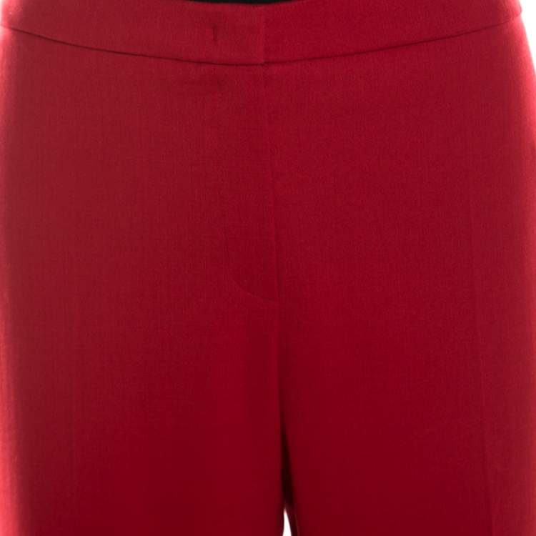 Pre Owned Escada Ruby Red Wool Crepe High Waist Tovah Trousers M