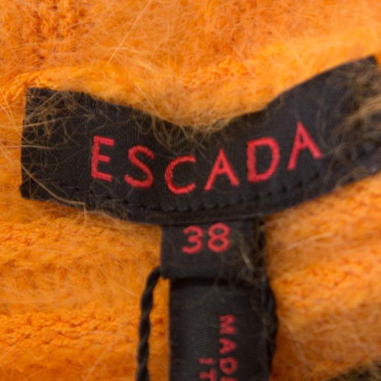 Pre Owned Escada Mustard Yellow Angora Rib Knit Fuzzy Bolero M