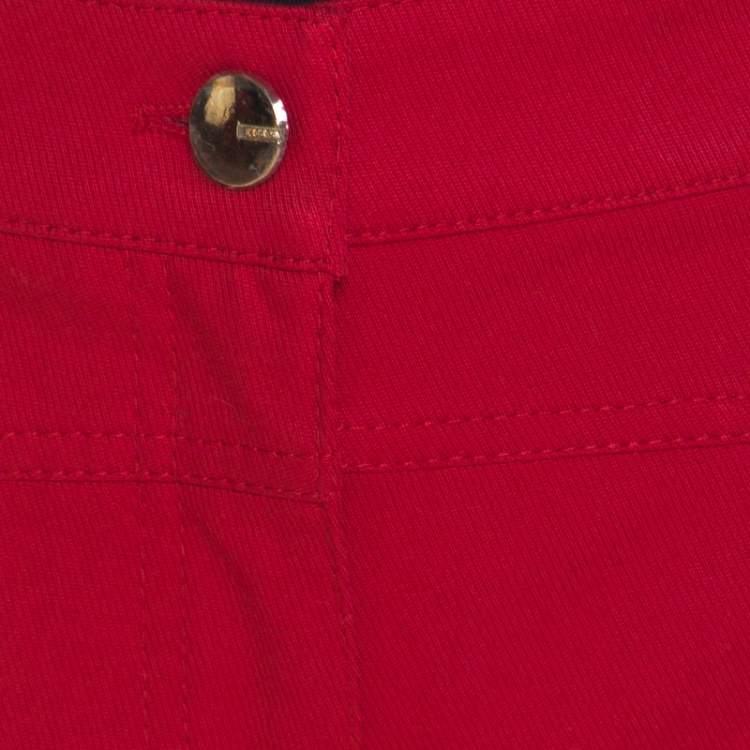 Pre Owned Escada Garnet Red Stretch Denim Teresa Straight Leg Jeans M
