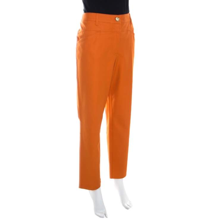 Pre Owned Escada Amber Orange Stretch Denim Teresa Straight Leg Jeans XL