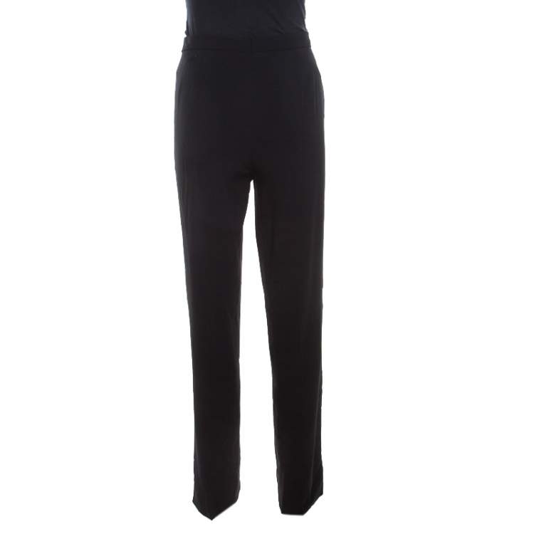 Pre Owned Escada Black Wool Crepe High Waist Tovah Trousers M