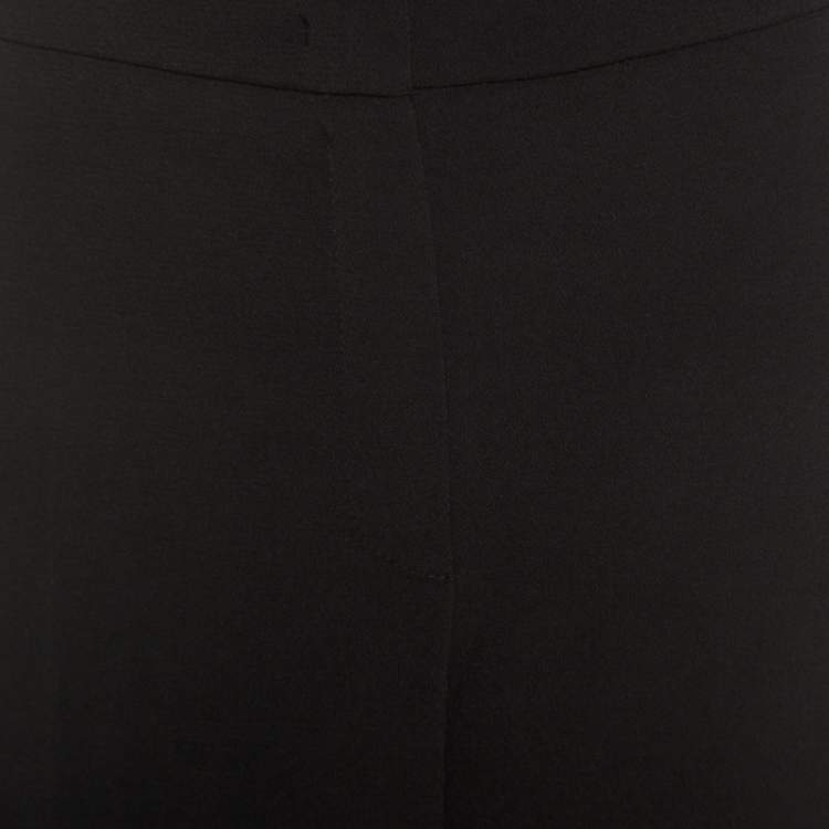 Pre Owned Escada Black Wool Crepe High Waist Tovah Trousers M