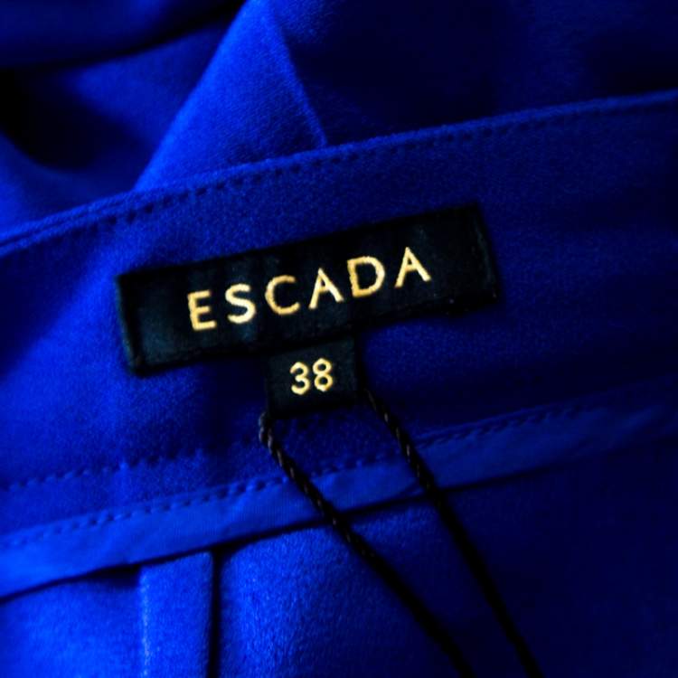 Pre Owned Escada Bluebell Blue Crepe High Waist Tovah Trousers M