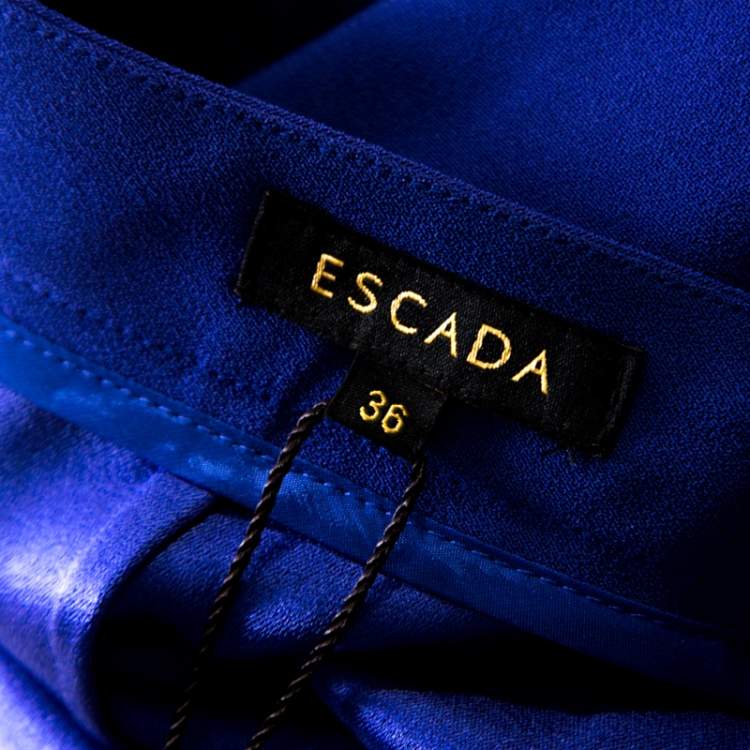 Pre Owned Escada Bluebell Blue Crepe High Waist Tovah Trousers M