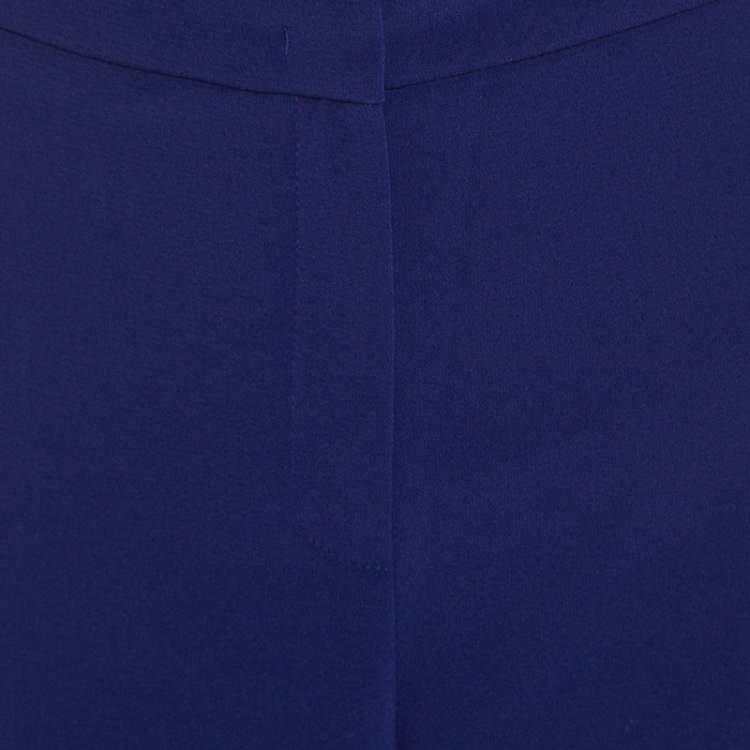 Pre Owned Escada Bluebell Blue Crepe High Waist Tovah Trousers M
