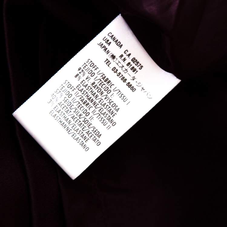 مملوكة مسبقًا Escada Aubergine Draped Bodice Detail Asymmetric Sleeve Corsagenkleid Sheath Dress M