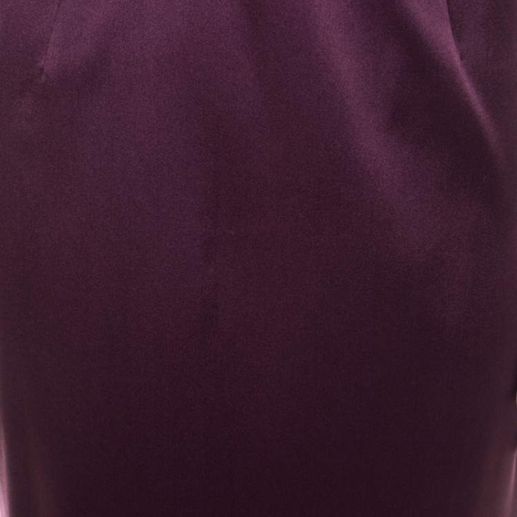 مملوكة مسبقًا Escada Aubergine Draped Bodice Detail Asymmetric Sleeve Corsagenkleid Sheath Dress M
