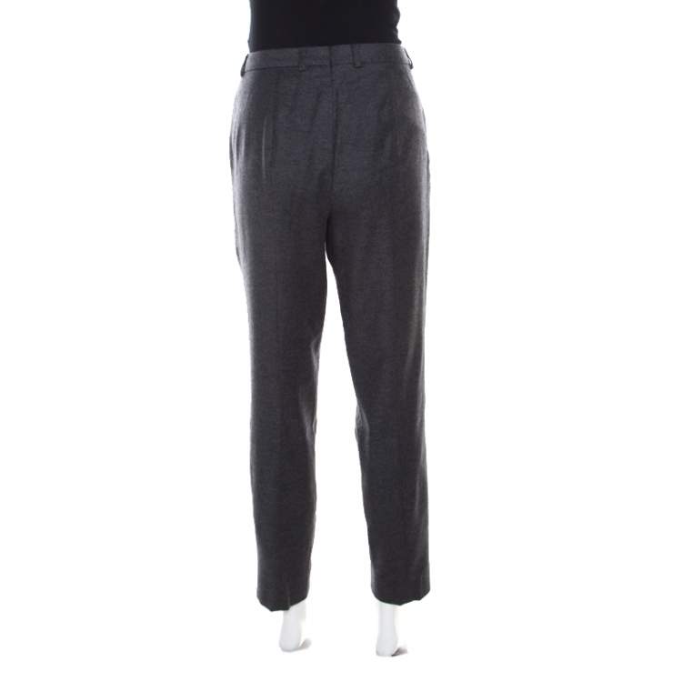 Pre Owned Escada Anthracite Grey Wool and Cashmere Tapered Tellis Trousers M