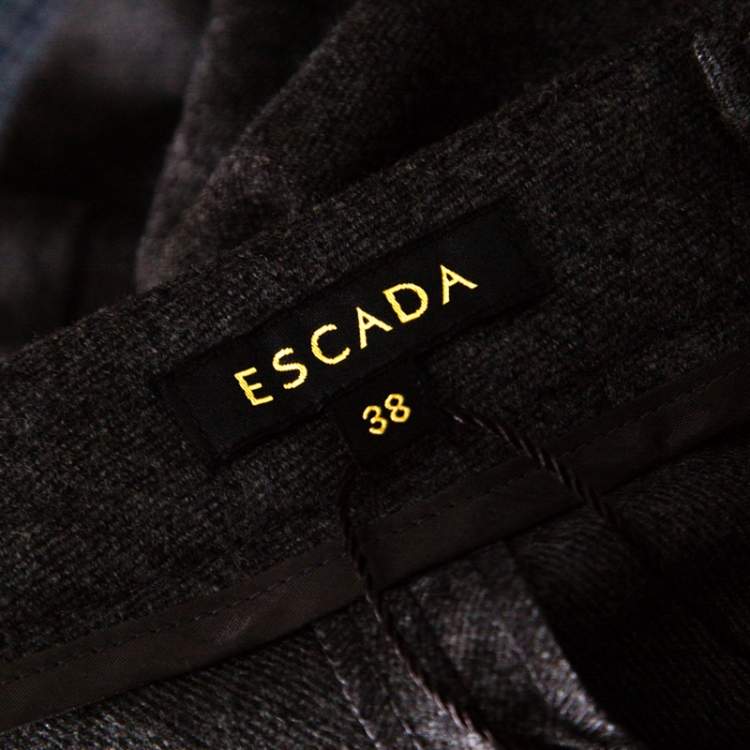 Pre Owned Escada Anthracite Grey Wool and Cashmere Tapered Tellis Trousers M