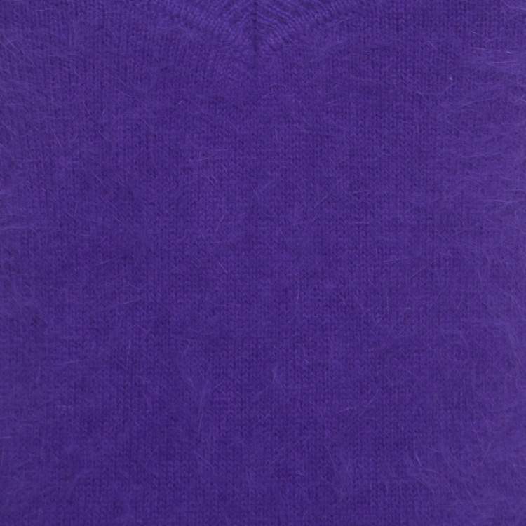 Pre Owned Escada Purple Angora Rib Knit Silk Lined Fuzzy Tank Top M