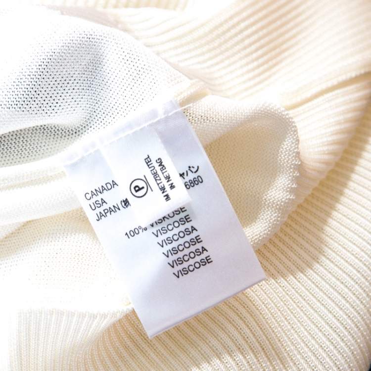 Pre Owned Escada Cream Knit Contrast Tie Up Trim Sleeveless Top L