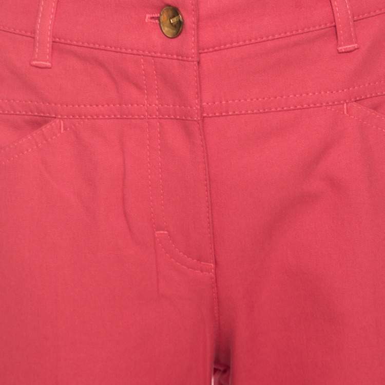 Pre Owned Escada Coral Pink Stretch Denim Teresa Straight Leg Jeans M