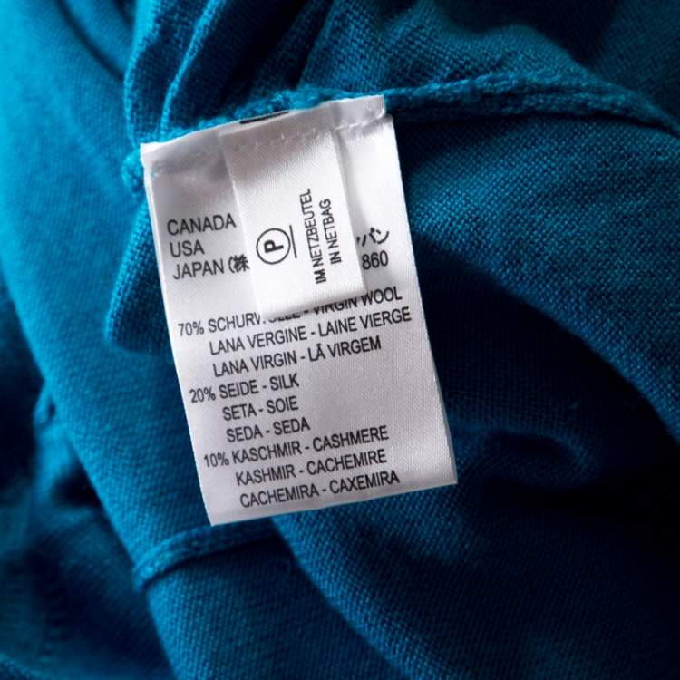 Pre Owned Escada Turquoise Blue Silk Wool Turtleneck Sleeveless Top L