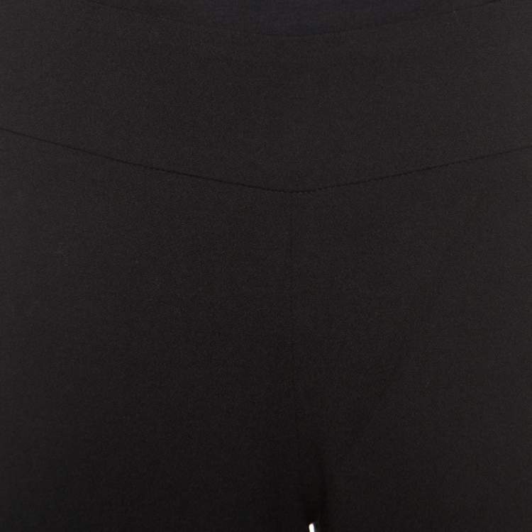 Pre Owned Escada Black Stretch Wool Crepe High Waist Straight Leg Trousers M
