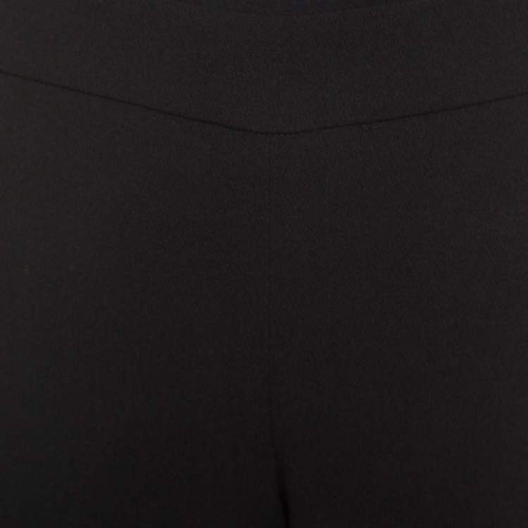 Pre Owned Escada Black Stretch Wool Crepe High Waist Straight Leg Trousers M