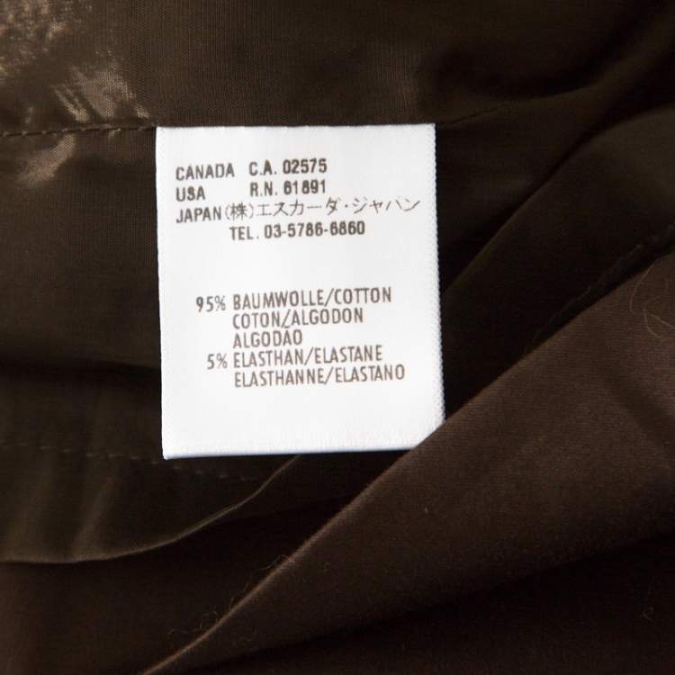 Pre Owned Escada Military Green Cotton Topstitch Detail Pencil Skirt XL