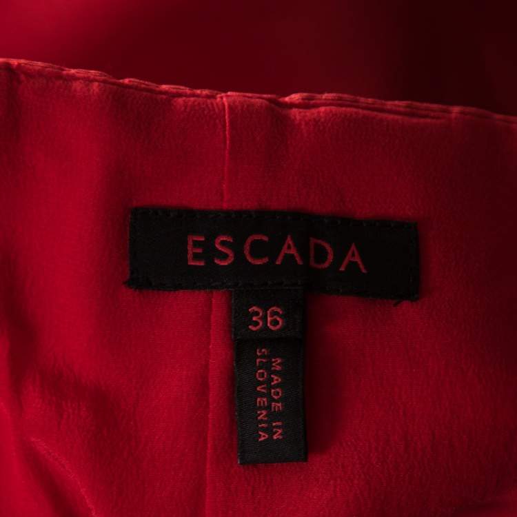 Pre Owned Escada Burnt Orange Silk Pencil Skirt M