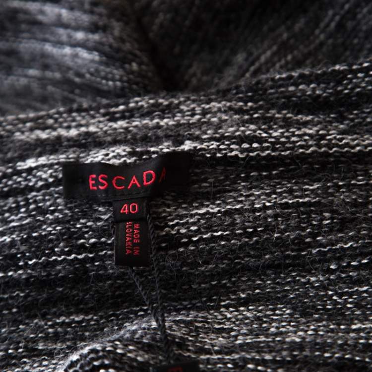 Pre Owned Escada Marled Grey Wool Blend Sleeveless Scoop Neck Sweater Top L