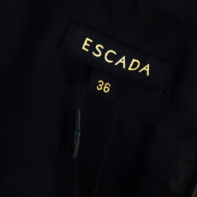 Pre Owned Escada Black Metallic Ruched Bodice Belted Toska Jumpsuit M
