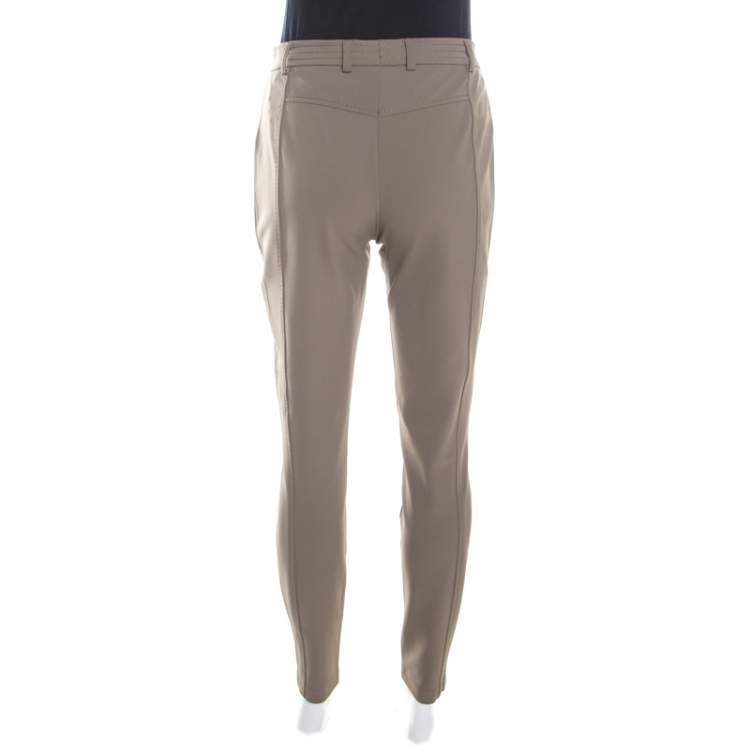 مملوكة مسبقًا Escada Tobacco Brown Stretch Knit Topstitch Detail Tjersti Skinny Pants M