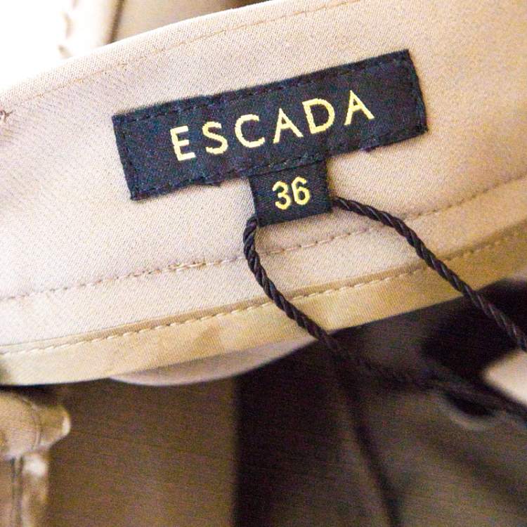 مملوكة مسبقًا Escada Tobacco Brown Stretch Knit Topstitch Detail Tjersti Skinny Pants M