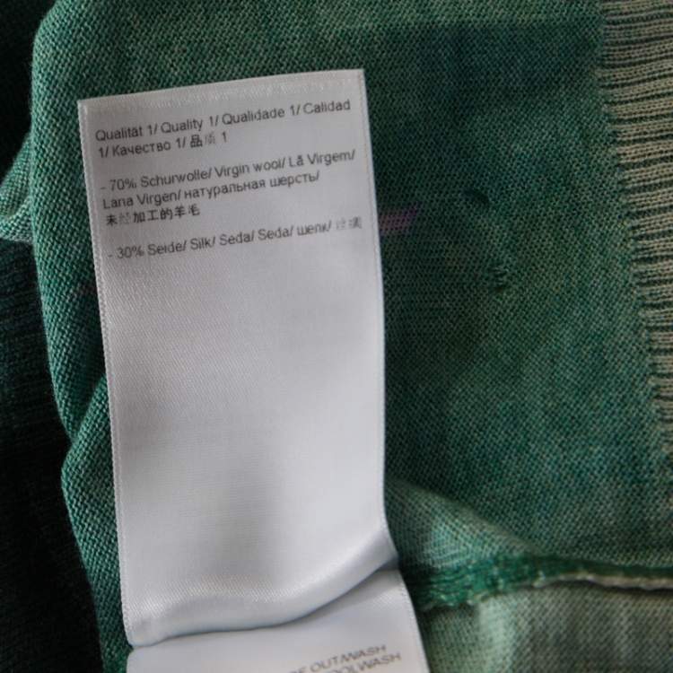 Pre Owned Escada Green Digital Floral Print Silk Wool Sleeveless Top M